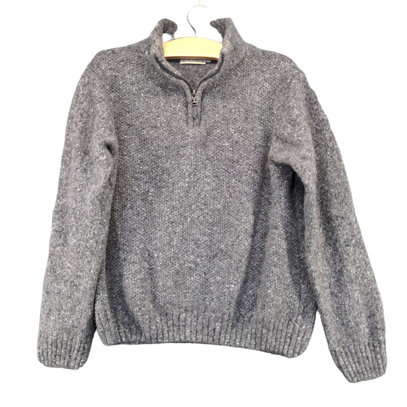 Luca Nobili Women's 1/4 Zip Pullover Knit Sweater Gray Large Solid Mock Neck - Picture 1 of 11